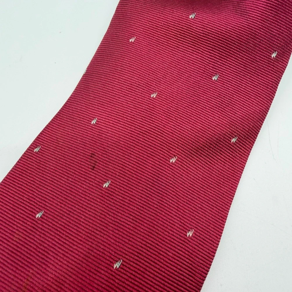 Vtg Christian Dior Tie Mens Crimson Red Silk Necktie Made in USA Designer Luxury